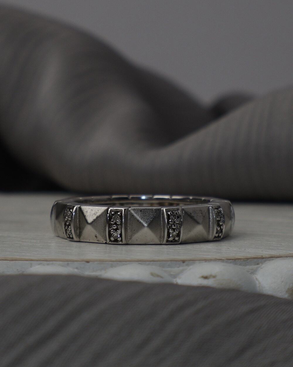 Ross Simon’s Sterling Silver Diamond Band Ring 3.9G / Sz 7 / 4.4mm
